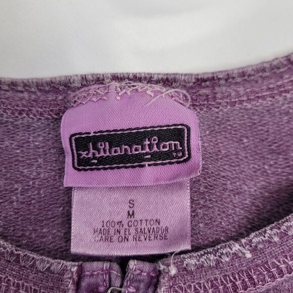 VINTAGE 90s top faded maroon long sleeve boxy hook and eye M - Picture 4 of 10